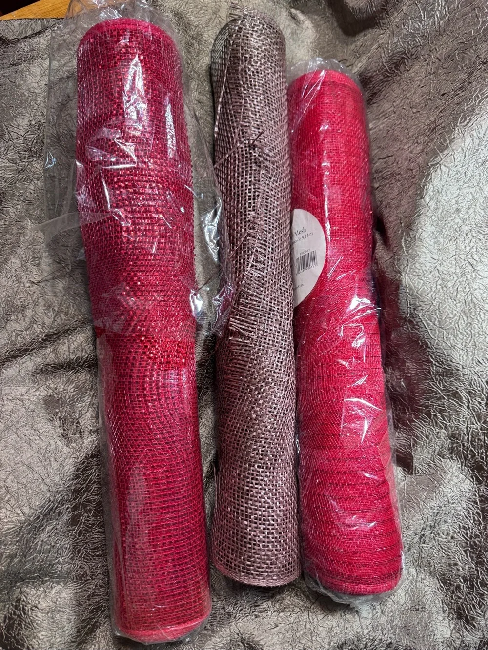 Decorative  Mesh Roll - Red and Brown - Home Accents